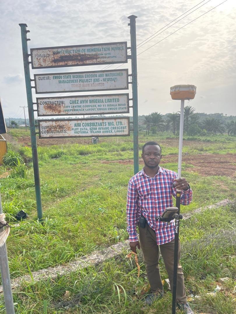 Surv. Ekpete-Edeh Chukwudi Emmanuel during field survey operations